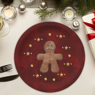 Gingerbread Man Gold Weihnachtsdekorationen Pappteller