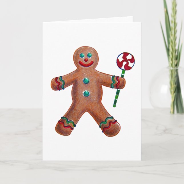 Gingerbread Man Grußkarte Feiertagskarte (Vorderseite)