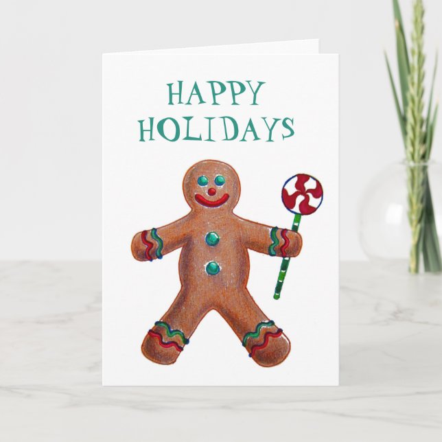 Gingerbread Man Grußkarte Karte (Vorderseite)