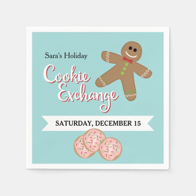 Gingerbread Man, Holiday Cookie Exchange Party Serviette (Vorderseite)