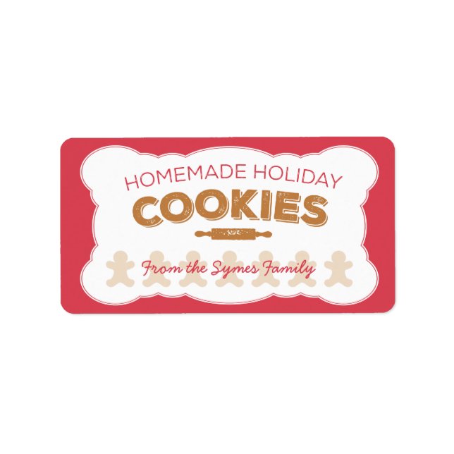 Gingerbread Man Holiday Cookies Label Adressaufkleber (Vorne)