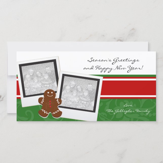 Gingerbread Man Holiday Foto Cards Feiertagskarte (Vorderseite)