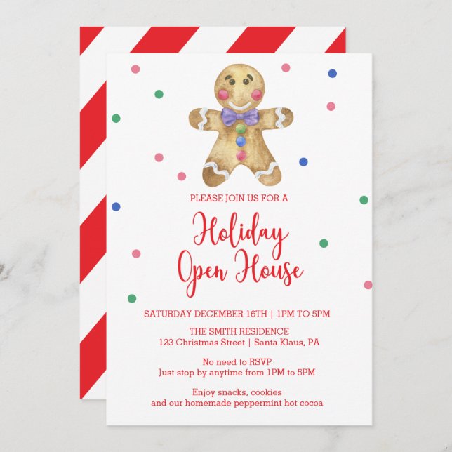 Gingerbread man - Holiday Open House Einladung (Vorne/Hinten)