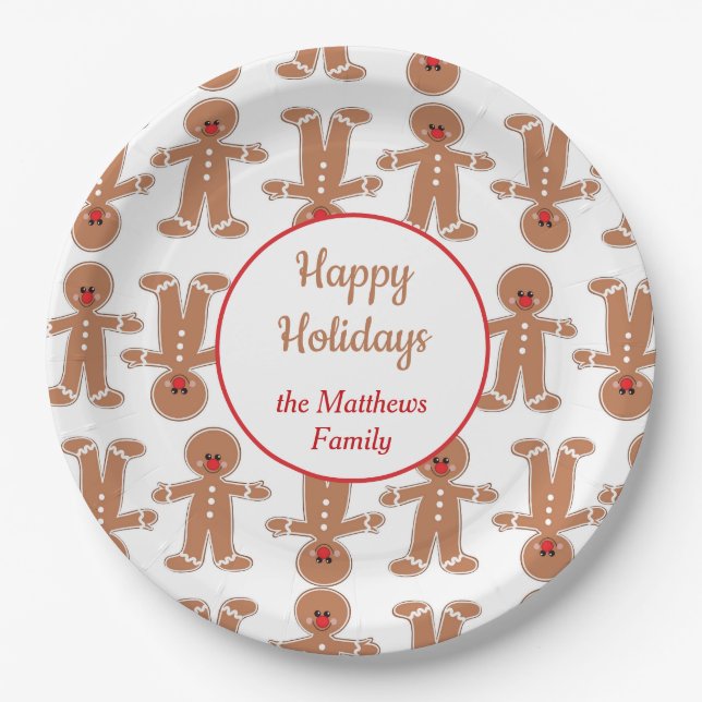 Gingerbread Man Holiday Pappteller (Vorderseite)