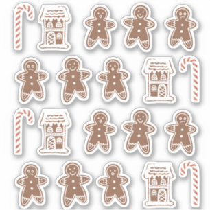 Gingerbread Man House Candy Cane Weihnachtskeks Aufkleber