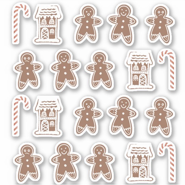 Gingerbread Man House Candy Cane Weihnachtskeks Aufkleber (Vorderseite)