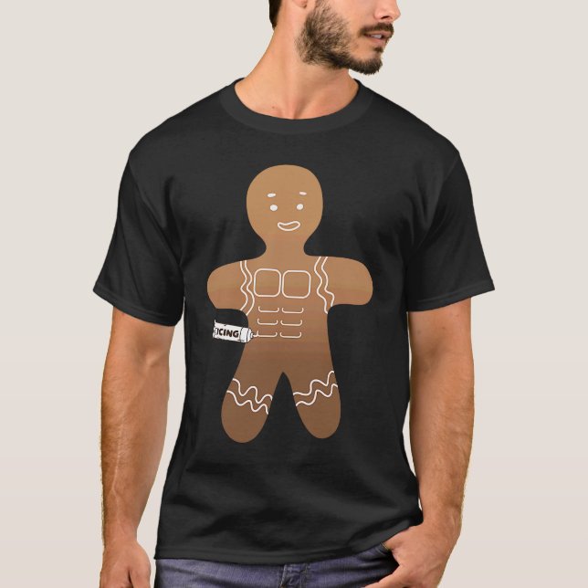 Gingerbread Man Icing Fitness Workout Ugly Christm T-Shirt (Vorderseite)