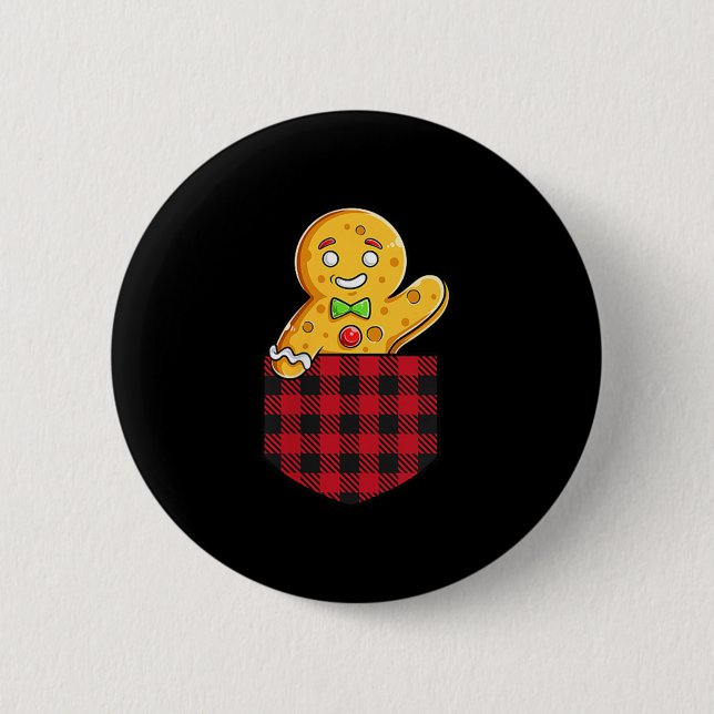Gingerbread Man in Cket Funny Christmas Cookie Boy Button (Vorderseite)