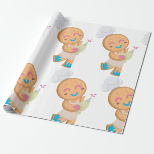 Gingerbread Man Koch mit Spritzbeutel Geschenkpapier