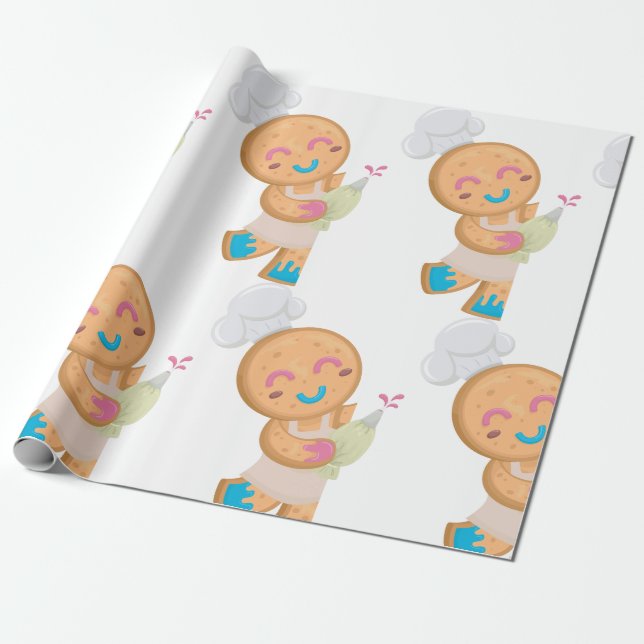 Gingerbread Man Koch mit Spritzbeutel Geschenkpapier (Ungerollt)