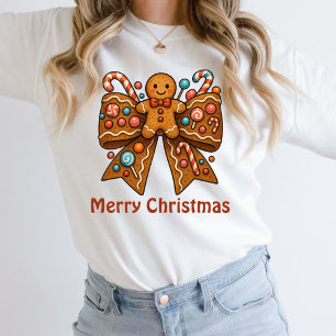 Gingerbread Man Koketterie-Schleife Weihnachtsfeie Sweatshirt