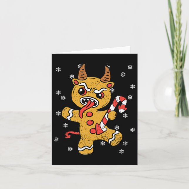 Gingerbread Man Krampus Weihnachts Pajama Weihnach Karte (Vorderseite)