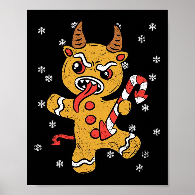 Gingerbread Man Krampus Weihnachts Pajama Weihnach Poster (Vorne)