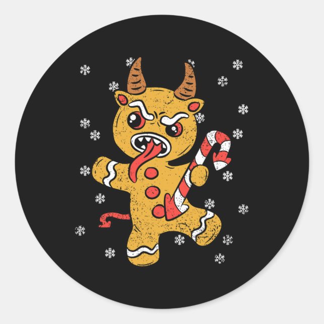 Gingerbread Man Krampus Weihnachts Pajama Weihnach Runder Aufkleber (Vorderseite)