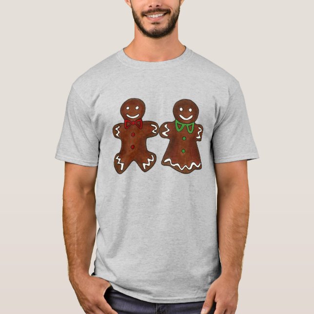 Gingerbread Man Lady Weihnachtskekse Couple T-Shirt (Vorderseite)