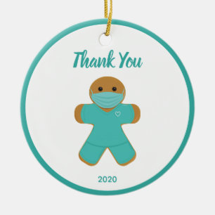 Gingerbread Man Medical Nurse Doctor Danke Keramik Ornament