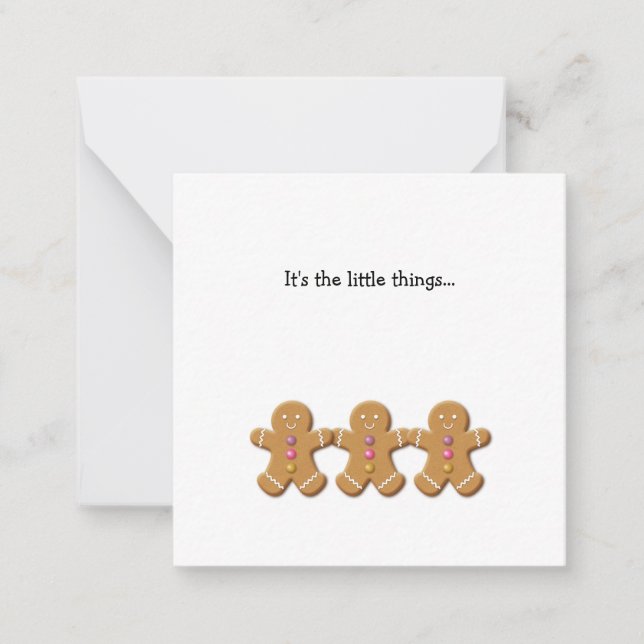 Gingerbread Man Mini Danke Note Card Mitteilungskarte (Vorderseite)
