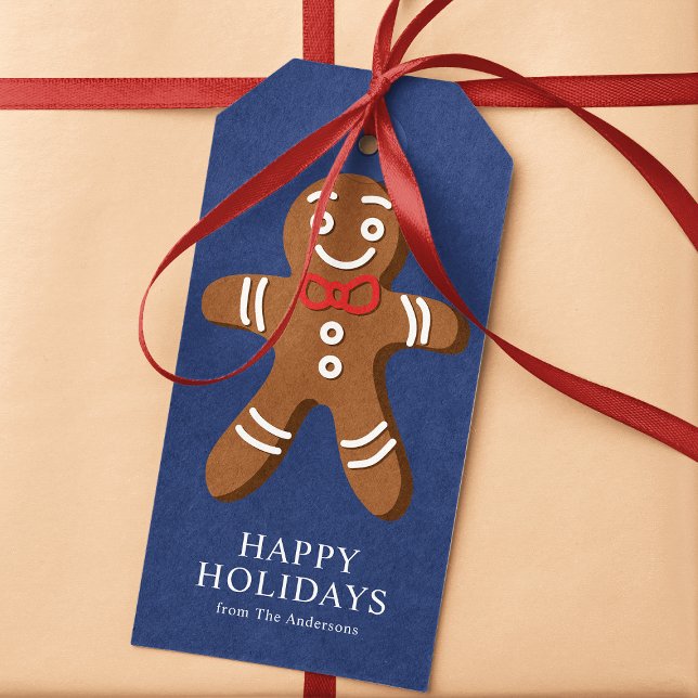 Gingerbread Man Navy Blue Weihnachten Geschenkanhänger (Von Creator hochgeladen)