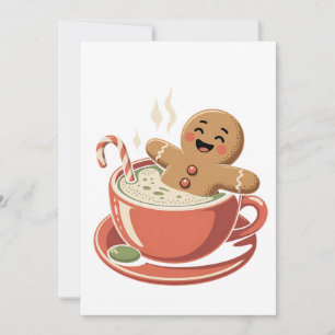 Gingerbread Man nimmt einen Matcha Bathub Weihnach Dankeskarte
