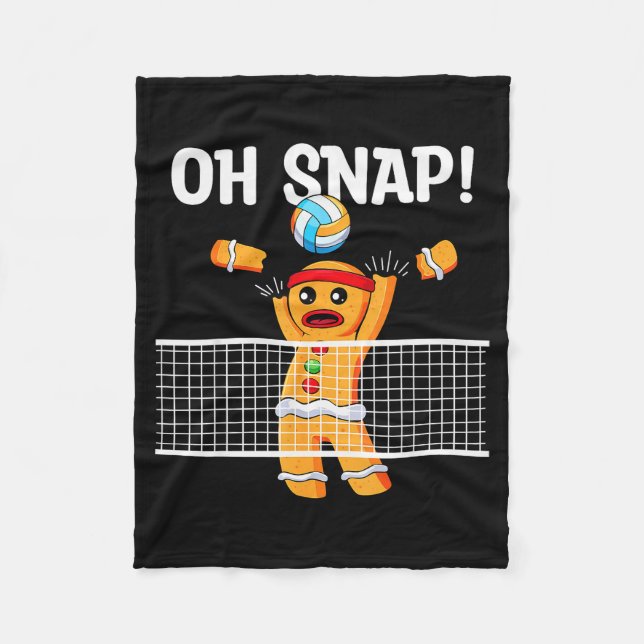 Gingerbread Man Oh Snap Christmas Volleyball Playe Fleecedecke (Vorderseite)