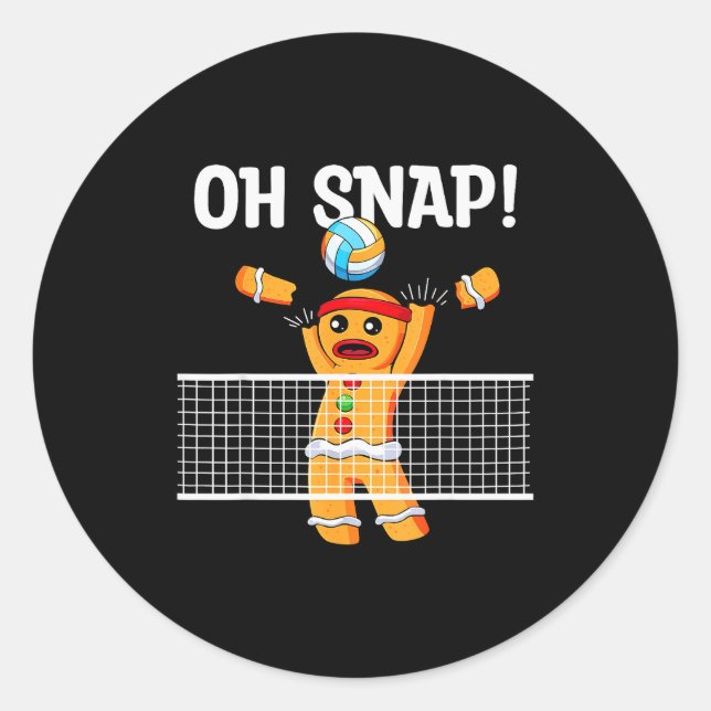 Gingerbread Man Oh Snap Christmas Volleyball Playe Runder Aufkleber (Vorderseite)