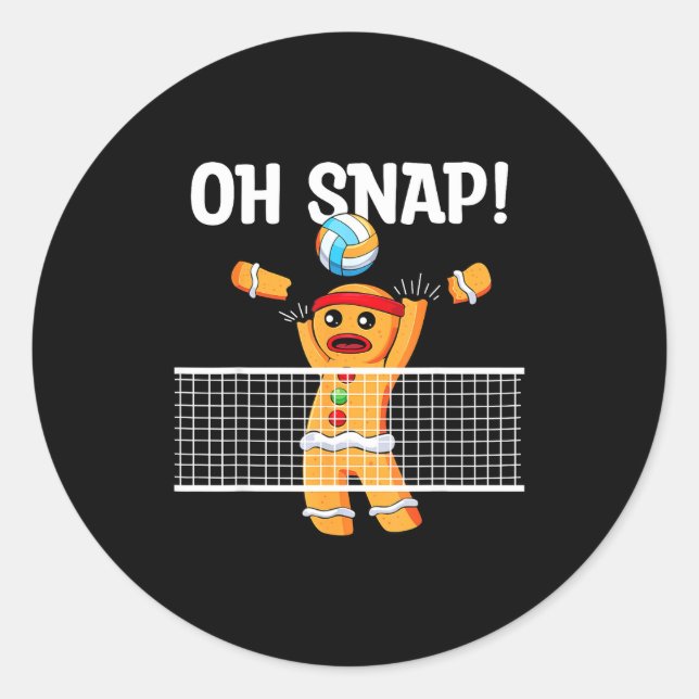 Gingerbread Man Oh Snap Christmas Volleyball Playe Runder Aufkleber (Vorderseite)