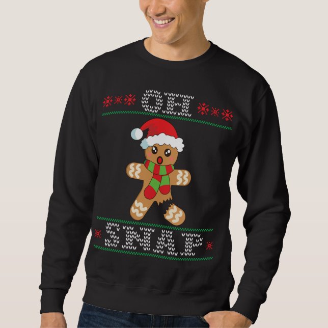 Gingerbread Man Oh Snap Weihnachten Ugly Sweater Sweatshirt (Vorderseite)