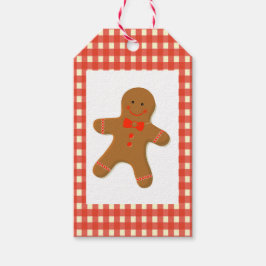 Gingerbread Man on Gingham Geschenkanhänger