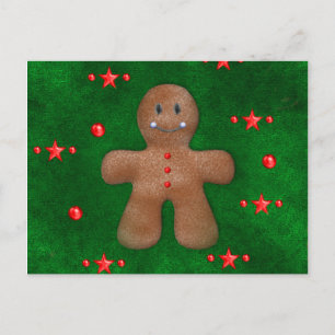 Gingerbread Man on Green Postkarte