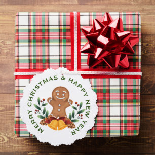 GINGERBREAD MAN on WHITE , PERSONALISIERTE CHRISTM Ornament Karte