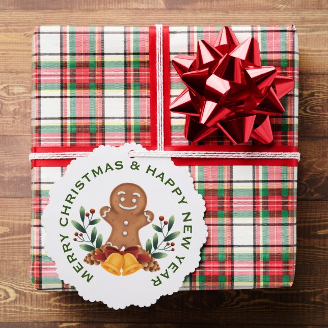 GINGERBREAD MAN on WHITE , PERSONALISIERTE CHRISTM Ornament Karte (Insitu (Geschenk))