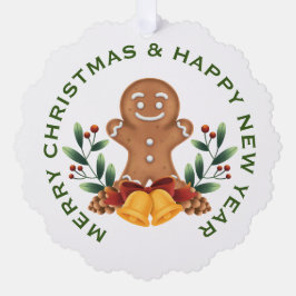 GINGERBREAD MAN on WHITE , PERSONALISIERTE CHRISTM Ornament Karte