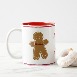 Gingerbread Man Personalisiert Boy oder Girl Holid Zweifarbige Tasse