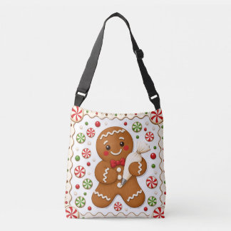 Gingerbread Man Pfefferminzbonbon Weihnachten Trag Tragetaschen Mit Langen Trägern