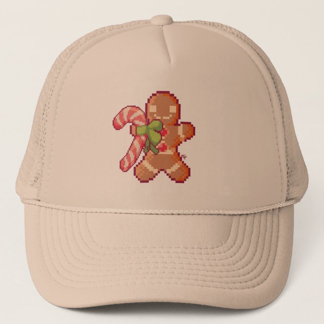 Gingerbread man. Pixelart, Pixel Art  Truckerkappe (Vorderseite)