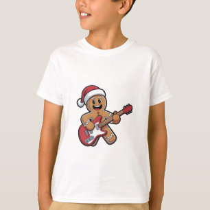 Gingerbread Man Play Guitar Electric Weihnachten T-Shirt