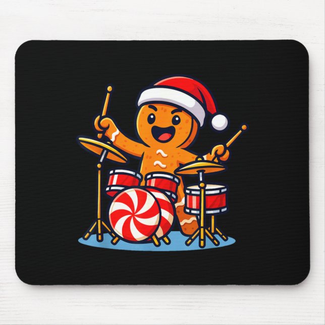Gingerbread Man Playing Drums  Mousepad (Vorne)