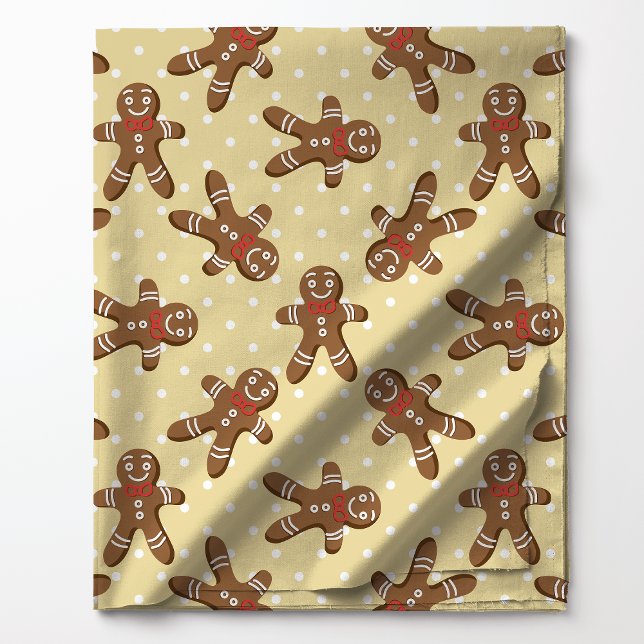 Gingerbread Man Polka Dot auf Creme Weihnachten Stoff (Von Creator hochgeladen)