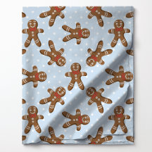Gingerbread Man Polka Dot on Blue Christmas