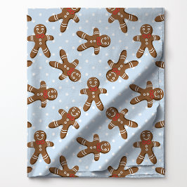 Gingerbread Man Polka Dot on Blue Christmas Stoff