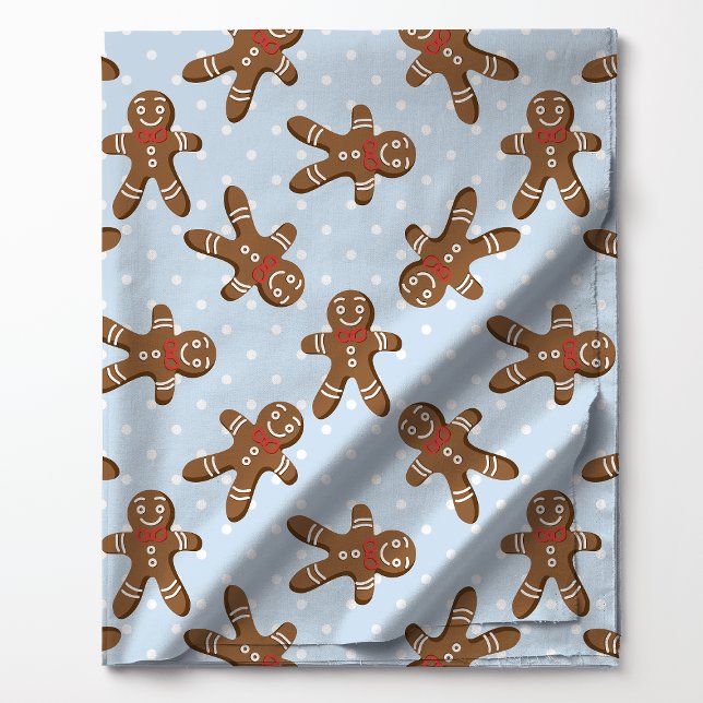 Gingerbread Man Polka Dot on Blue Christmas Stoff (Von Creator hochgeladen)