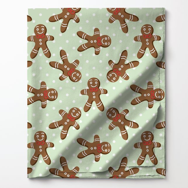 Gingerbread Man Polka Dot On Light Green Christmas Stoff (Von Creator hochgeladen)