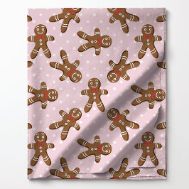 Gingerbread Man Polka Dot on Pink Christmas Stoff