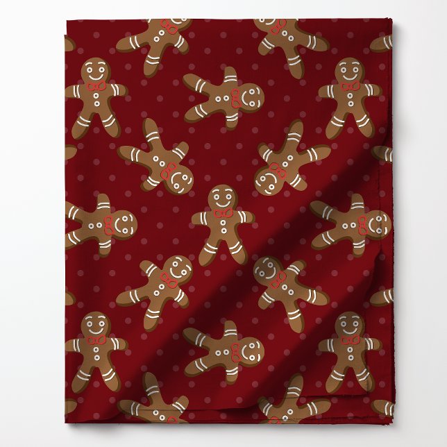 Gingerbread Man Polka Dot on Red Christmas Stoff (Von Creator hochgeladen)