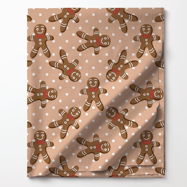 Gingerbread Man Polka Dot über Brown Weihnachten Stoff (Von Creator hochgeladen)
