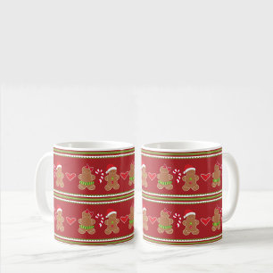 Gingerbread Man Red and Green horizontal Stripes Kaffeetasse