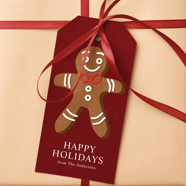 Gingerbread Man Red Christmas Geschenkanhänger (Von Creator hochgeladen)