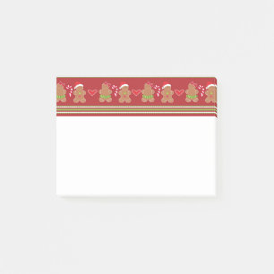 Gingerbread Man Rot und Grün Horizontal gestreift Post-it Klebezettel