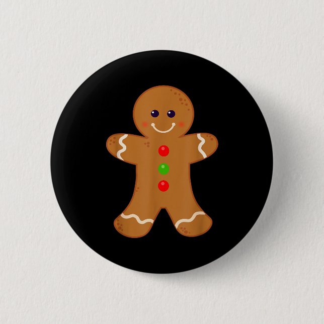 Gingerbread Man Shirt Christmas Cookie Baking Holi Button (Vorderseite)