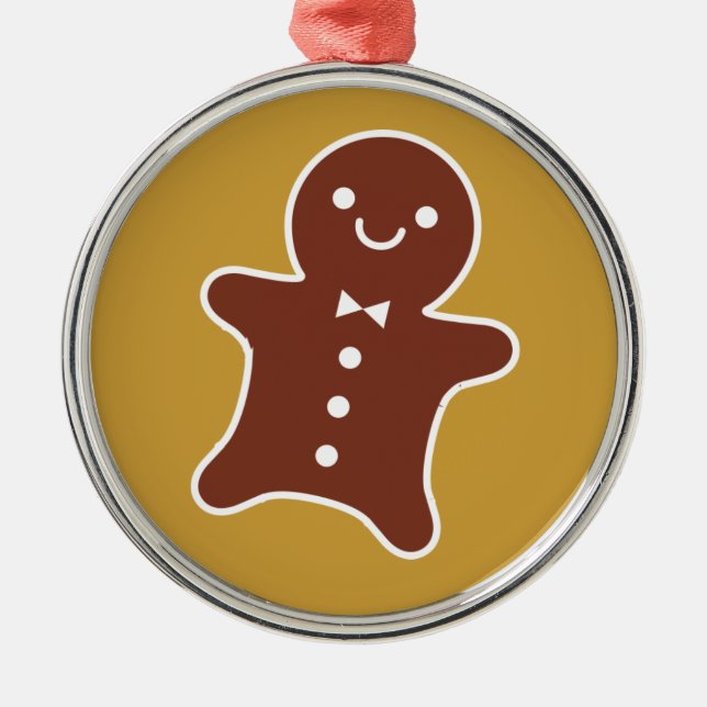 Gingerbread Man Silbernes Ornament (Vorne)